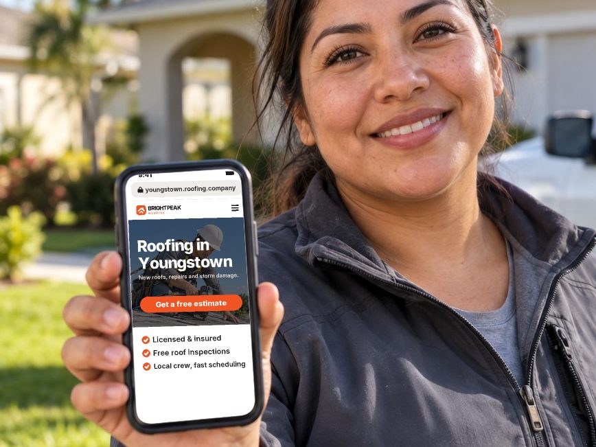 youngstown.roofing.company open in a phone browser